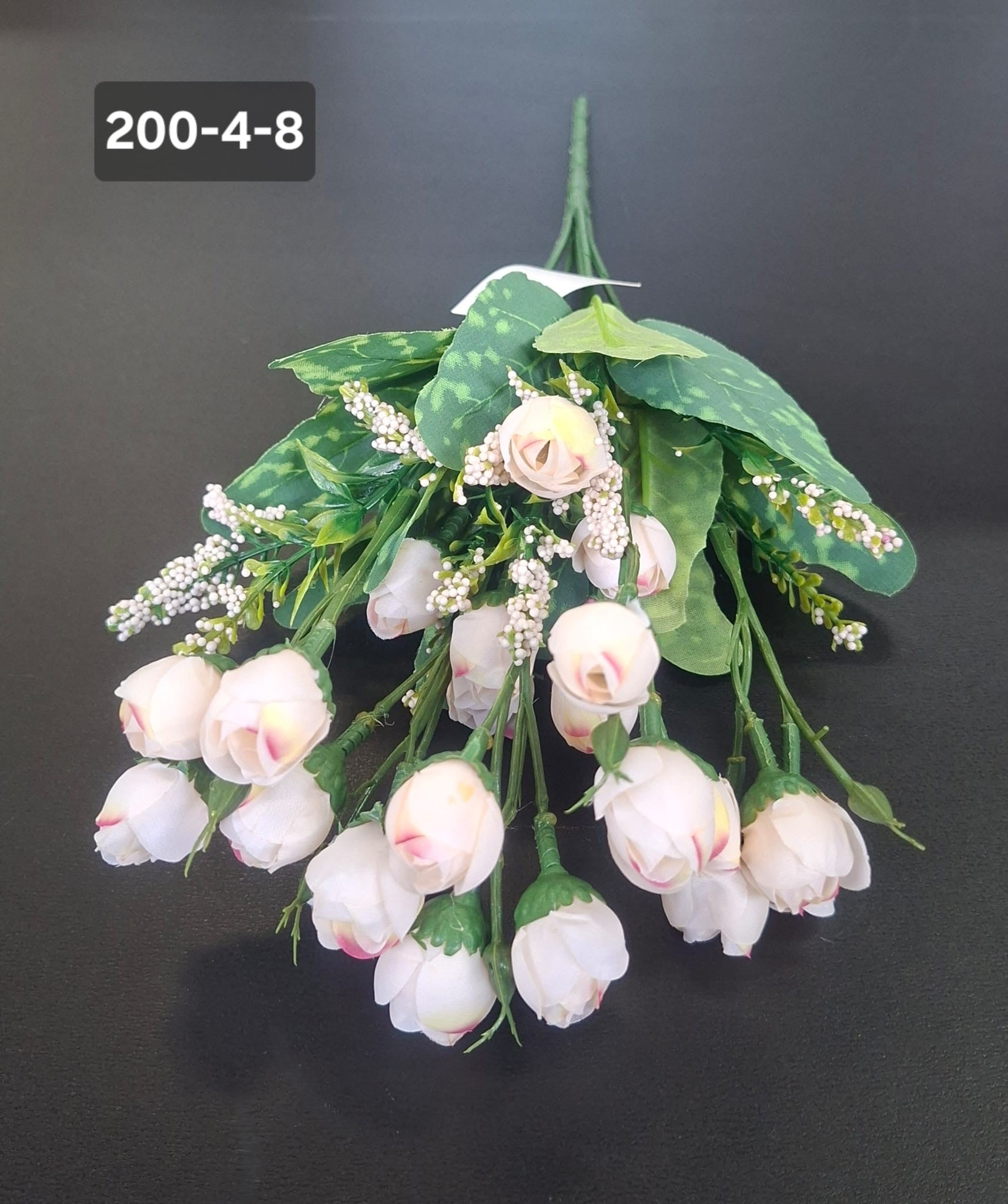Buchet Bogat cu Boboci de Trandafiri crem-somon 30cm – Flori Artificiale Decorative